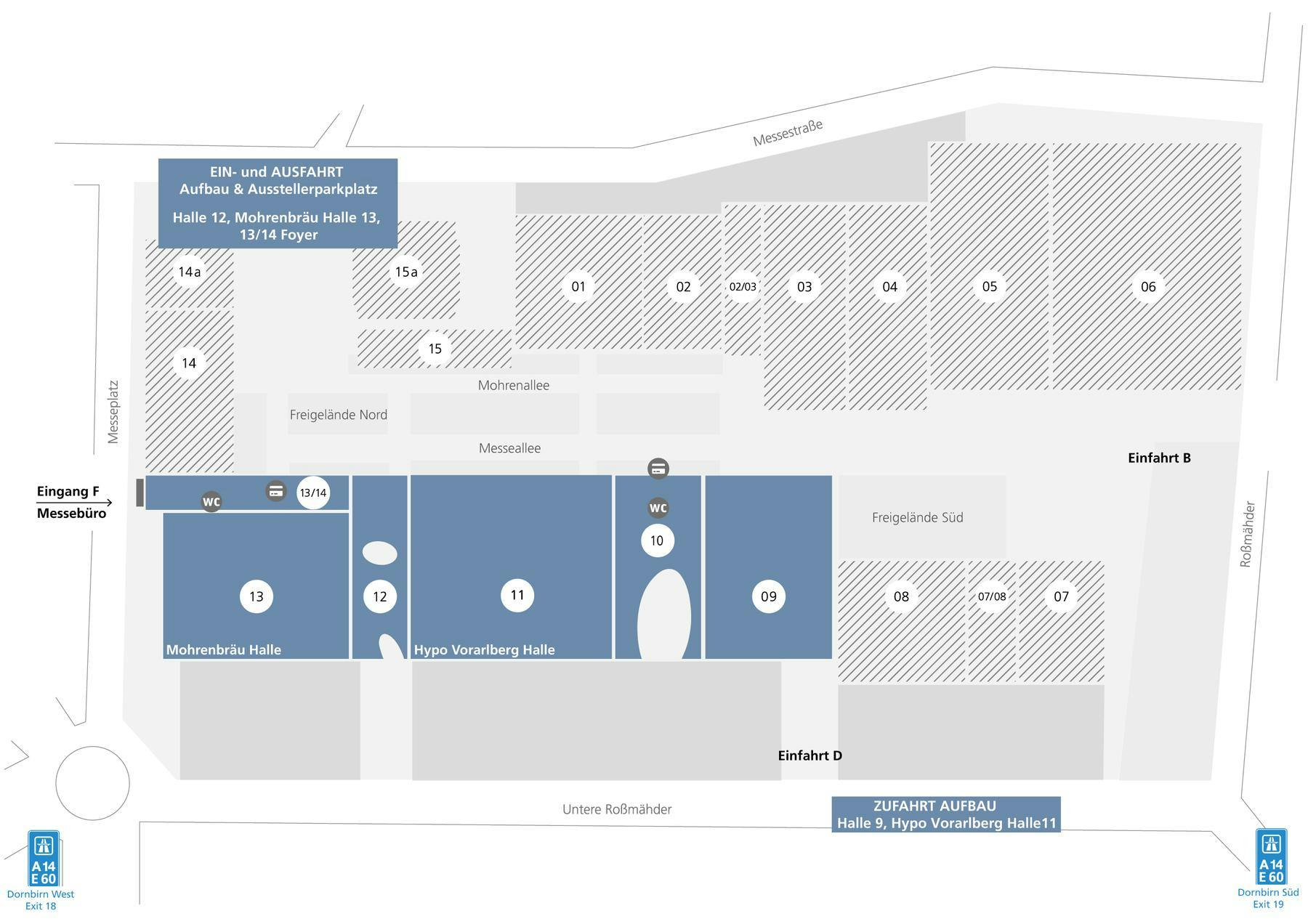 Geländeplan der Aufbauinformation der Gustav 2023 © Messe Dornbirn GmbH